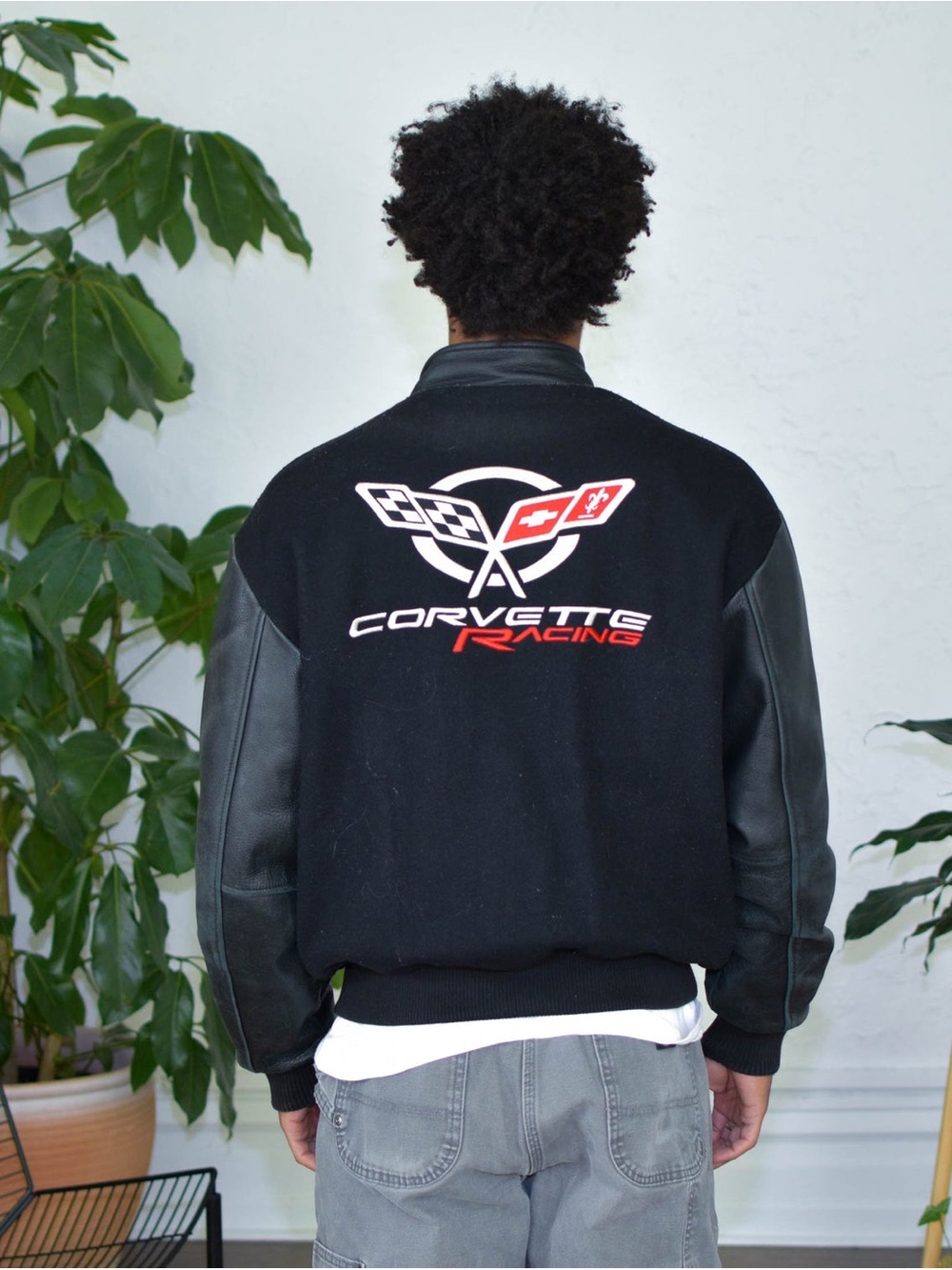 Holloway Black Bomber Jacket with Corvette Patch